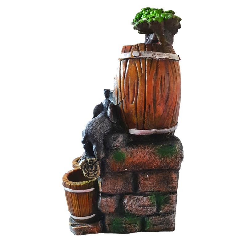 Casa si Gradina - Gradina si terasa - Decoratiuni exterior - Ornamente gradina - Fantana arteziana cu elefanti si ulcioare, cu buton On/off, Bila si leduri luminoase, 37 cm, 1621L - Infinity.ro