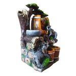 Casa si Gradina - Gradina si terasa - Decoratiuni exterior - Ornamente gradina - Fantana arteziana cu elefanti si ulcioare, cu buton On/off, Bila si leduri luminoase, 37 cm, 1621L - Infinity.ro