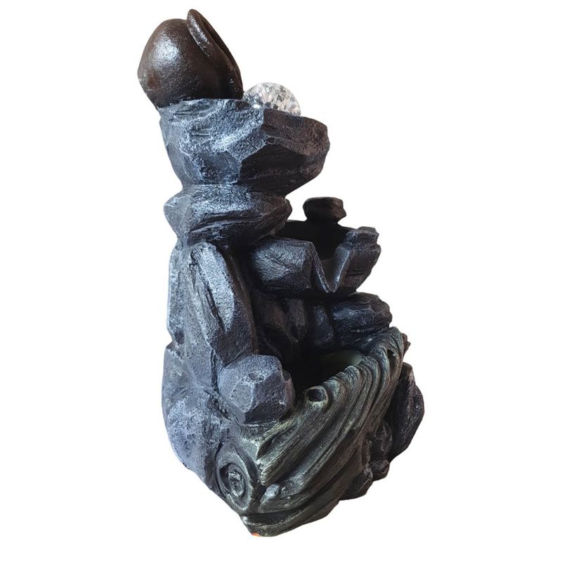 Casa si Gradina - Gradina si terasa - Decoratiuni exterior - Ornamente gradina - Fantana arteziana cu roci, cu buton On/off, Bila si leduri luminoase, 35 cm, 1931L - Infinity.ro