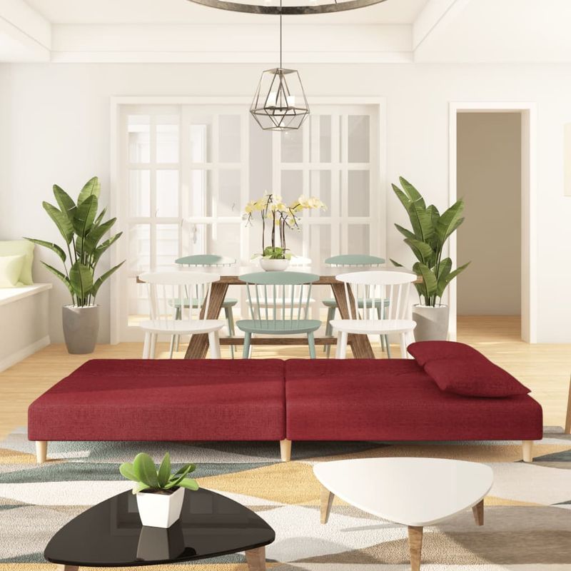 Casa si Gradina - Mobilier - Canapele si coltare - Canapele - Canapea extensibila cu 2 locuri, 2 perne, textil, rosu vin, model 6 - Infinity.ro