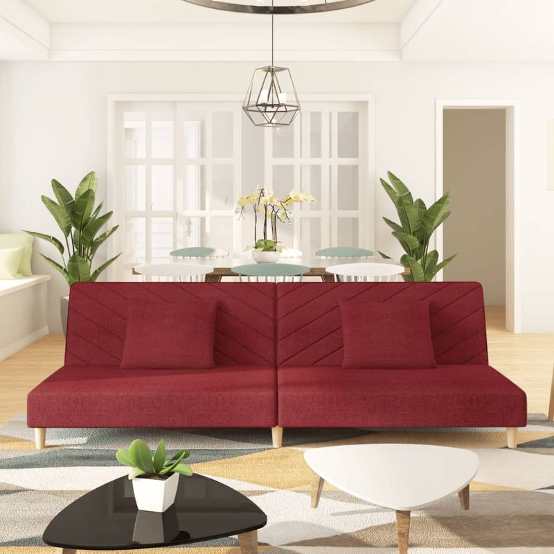 Casa si Gradina - Mobilier - Canapele si coltare - Canapele - Canapea extensibila cu 2 locuri, 2 perne, textil, rosu vin, model 6 - Infinity.ro