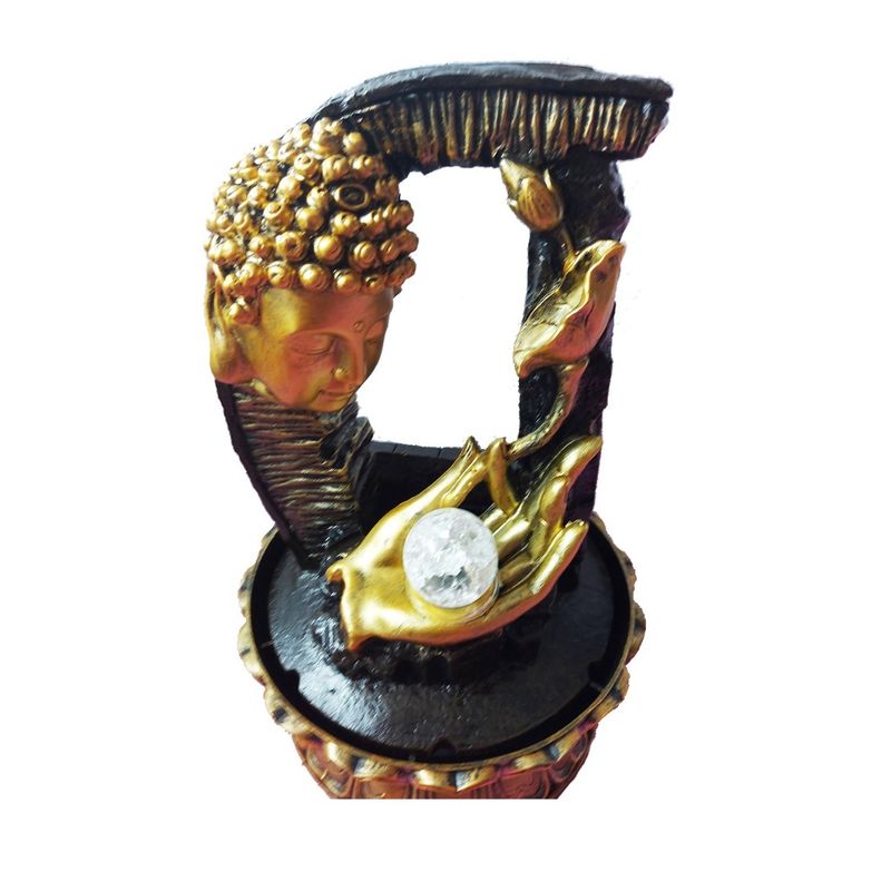 Casa si Gradina - Gradina si terasa - Decoratiuni exterior - Ornamente gradina - Fantana arteziana, cu buton On/off, Buddha, bila si leduri, 40 cm, XL1923 - Infinity.ro