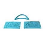 Casa si Gradina - Bucatarie si vesela - Ustensile bucatarie - Ustensile ornare prajituri - Set de 3 sabloane pentru decorare torturi, turcoaz, 11 cm, 364COF - Infinity.ro