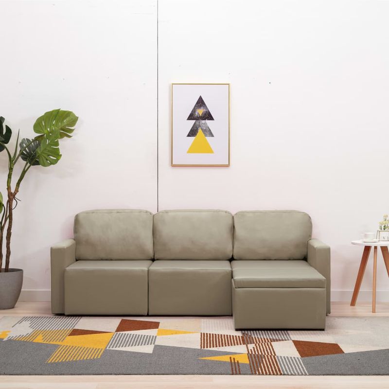 Casa si Gradina - Mobilier - Canapele si coltare - Canapele - Canapea extensibila modulara, 3 locuri, piele ecologica, cappuccino - Infinity.ro