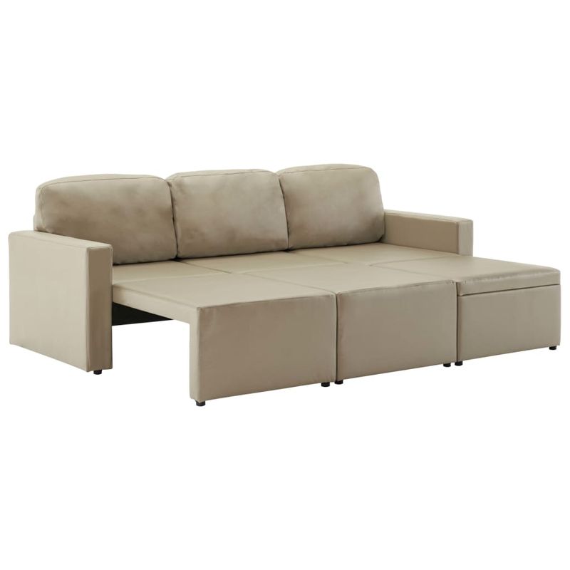 Casa si Gradina - Mobilier - Canapele si coltare - Canapele - Canapea extensibila modulara, 3 locuri, piele ecologica, cappuccino - Infinity.ro