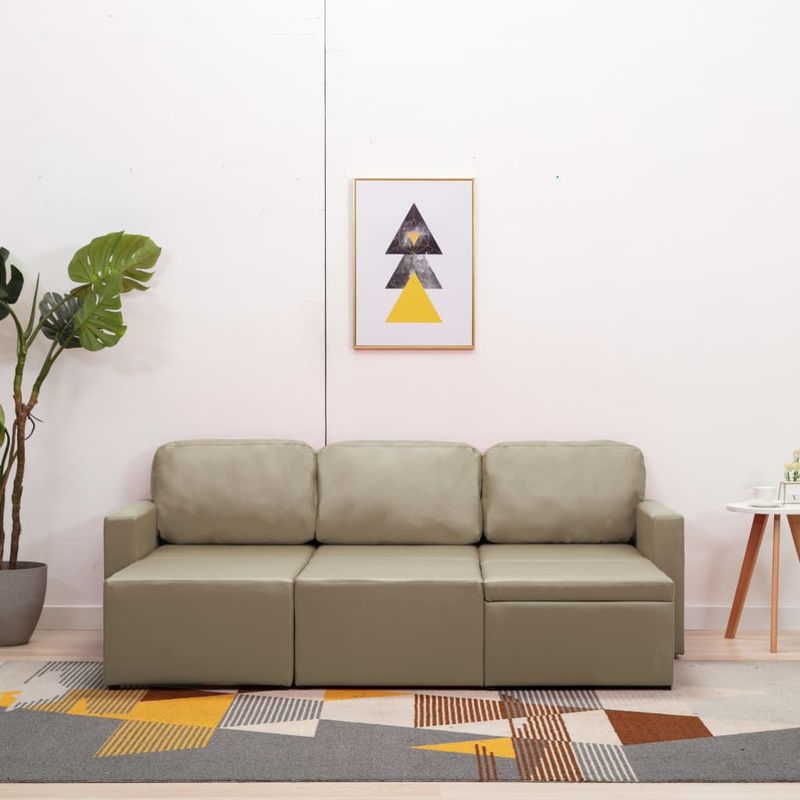 Casa si Gradina - Mobilier - Canapele si coltare - Canapele - Canapea extensibila modulara, 3 locuri, piele ecologica, cappuccino - Infinity.ro