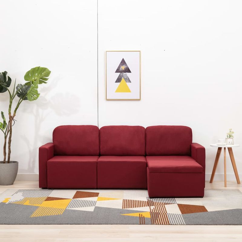 Casa si Gradina - Mobilier - Canapele si coltare - Canapele - Canapea modulara extensibila cu 3 locuri, textil, rosu vin - Infinity.ro