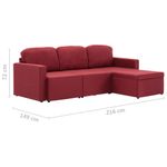 Casa si Gradina - Mobilier - Canapele si coltare - Canapele - Canapea modulara extensibila cu 3 locuri, textil, rosu vin - Infinity.ro