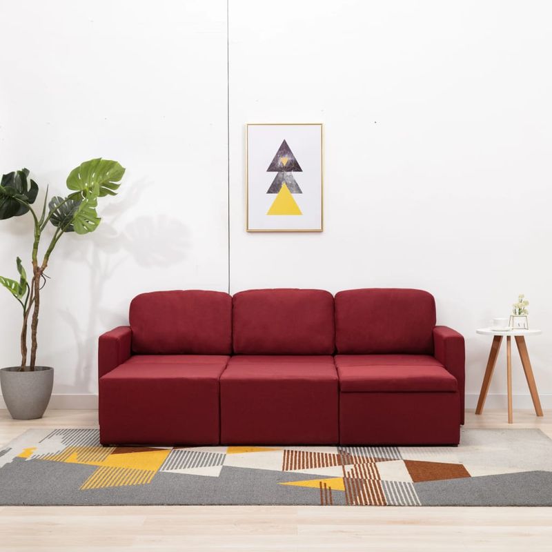 Casa si Gradina - Mobilier - Canapele si coltare - Canapele - Canapea modulara extensibila cu 3 locuri, textil, rosu vin - Infinity.ro
