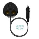 Auto si Moto - Electronice auto - Accesorii electronice auto - Adaptor auto cu 2 prize si 2 porturi USB Navaris, 12V, 24V, Afisaj LED, Negru, 49581.01 - Infinity.ro