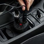 Auto si Moto - Electronice auto - Accesorii electronice auto - Adaptor auto cu 2 prize si 2 porturi USB Navaris, 12V, 24V, Afisaj LED, Negru, 49581.01 - Infinity.ro