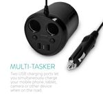 Auto si Moto - Electronice auto - Accesorii electronice auto - Adaptor auto cu 2 prize si 2 porturi USB Navaris, 12V, 24V, Afisaj LED, Negru, 49581.01 - Infinity.ro