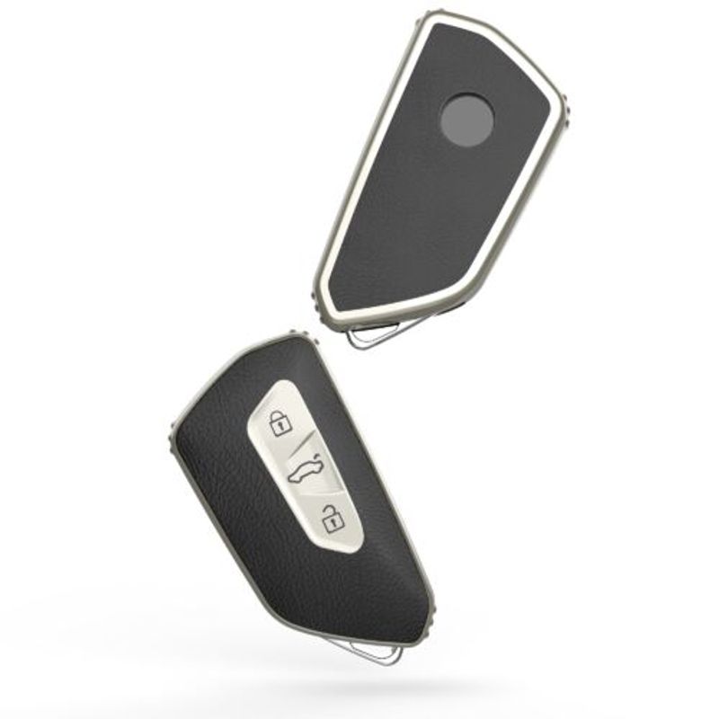 Auto si Moto - Electronice auto - Accesorii electronice auto - Husa Cheie Auto pentru VW/Skoda/Seat, 3 Butoane, Kwmobile, Silicon, Negru/Silver, 55232.01 - Infinity.ro