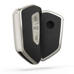 Auto si Moto - Electronice auto - Accesorii electronice auto - Husa Cheie Auto pentru VW/Skoda/Seat, 3 Butoane, Kwmobile, Silicon, Negru/Silver, 55232.01 - Infinity.ro