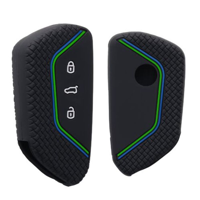 Auto si Moto - Electronice auto - Accesorii electronice auto - Husa Cheie Auto pentru VW/Skoda/Seat, 3 Butoane, Kwmobile, Silicon, Negru, 54313.05 - Infinity.ro