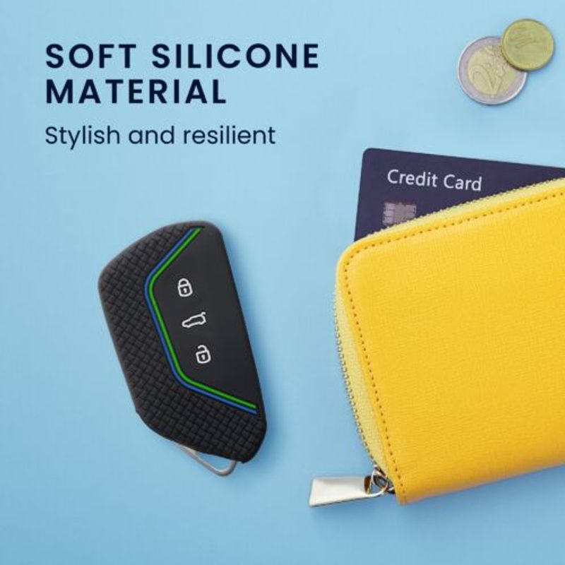 Auto si Moto - Electronice auto - Accesorii electronice auto - Husa Cheie Auto pentru VW/Skoda/Seat, 3 Butoane, Kwmobile, Silicon, Negru, 54313.05 - Infinity.ro