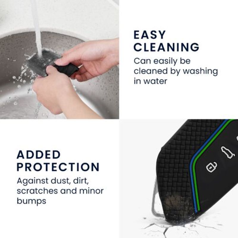 Auto si Moto - Electronice auto - Accesorii electronice auto - Husa Cheie Auto pentru VW/Skoda/Seat, 3 Butoane, Kwmobile, Silicon, Negru, 54313.05 - Infinity.ro