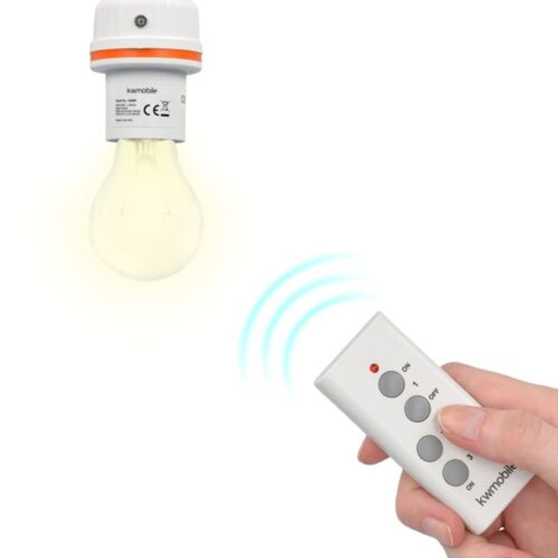 Casa si Gradina - Corpuri si surse de iluminat - Accesorii corpuri de iluminat - Set 3 Adaptoare dulie E27 cu telecomanda, Kwmobile, Alb, Plastic, 40809 - Infinity.ro