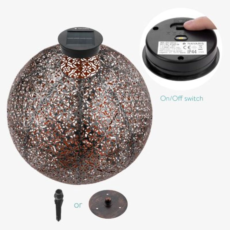 Casa si Gradina - Corpuri si surse de iluminat - Iluminat exterior - Lampi solare - Lampa solara de exterior Navaris, Iluminare LED, 30 cm, Pornire/oprire automata, 47543.07 - Infinity.ro