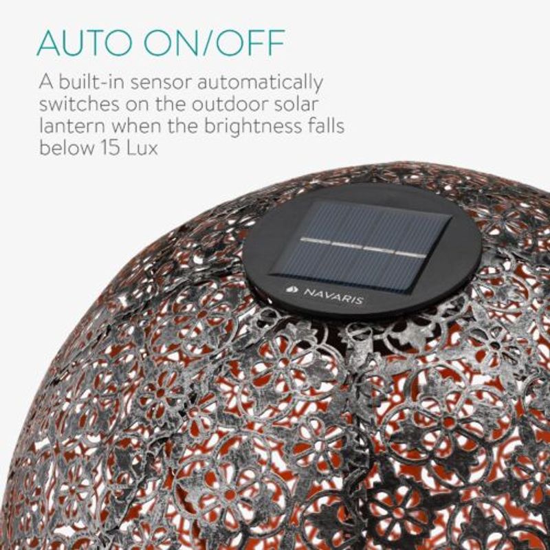 Casa si Gradina - Corpuri si surse de iluminat - Iluminat exterior - Lampi solare - Lampa solara de exterior Navaris, Iluminare LED, 30 cm, Pornire/oprire automata, 47543.07 - Infinity.ro