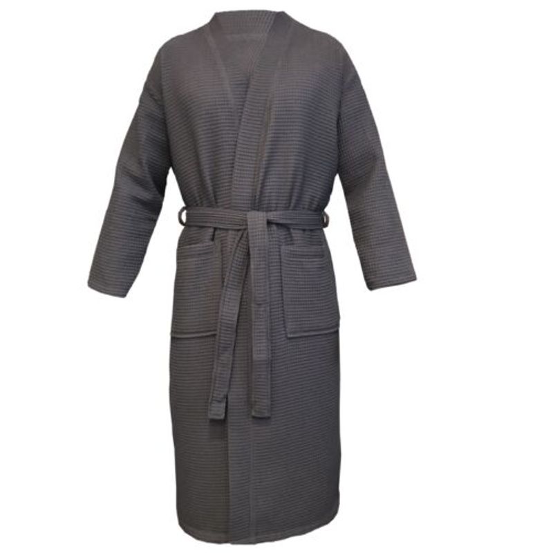 Casa si Gradina - Textile si covoare - Textile baie - Halate de baie - Halat de baie Waffle Pique unisex Homelevel, 5XL, Gri, Bumbac organic, 54916.73.35 - Infinity.ro