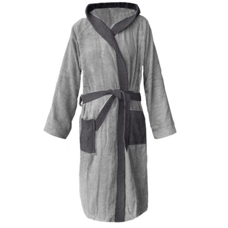 Casa si Gradina - Textile si covoare - Textile baie - Halate de baie - Halat de baie din tesatura Homelevel, L, Gri, Bumbac organic, 54856.25.3 - Infinity.ro