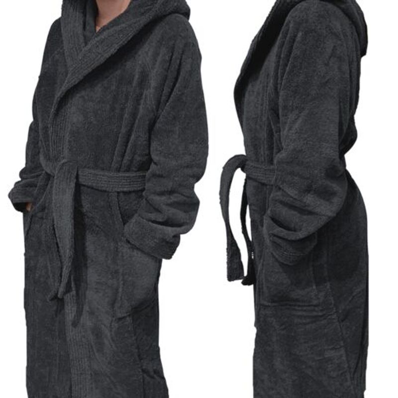 Casa si Gradina - Textile si covoare - Textile baie - Halate de baie - Halat de baie din tesatura Homelevel, 3XL, Negru, Bumbac organic, 54856.73.33 - Infinity.ro