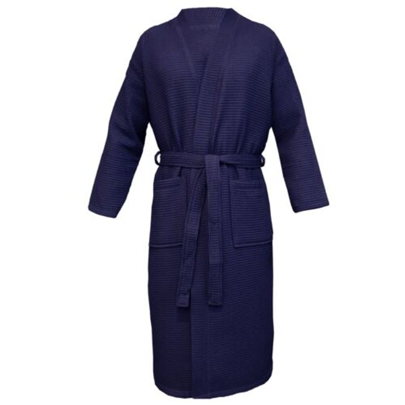 Casa si Gradina - Textile si covoare - Textile baie - Halate de baie - Halat de baie Waffle Pique unisex Homelevel, M, Albastru, Bumbac organic, 54916.04.2 - Infinity.ro