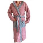 Casa si Gradina - Textile si covoare - Textile baie - Halate de baie - Halat de baie din tesatura Homelevel, XL, Roz/Gri, Bumbac organic, 54856.33.4 - Infinity.ro