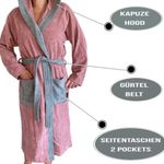 Casa si Gradina - Textile si covoare - Textile baie - Halate de baie - Halat de baie din tesatura Homelevel, XL, Roz/Gri, Bumbac organic, 54856.33.4 - Infinity.ro