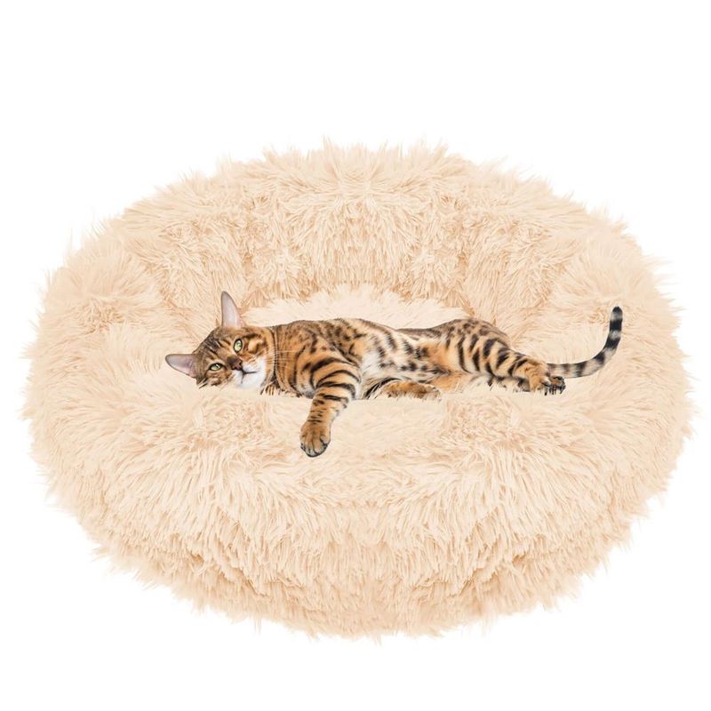 Petshop - Accesorii petshop - Culcusuri si custi - Culcusuri si saltele - Culcus pentru caini si pisici Cozy, 70 cm, marimea M, rotund, crem - Infinity.ro
