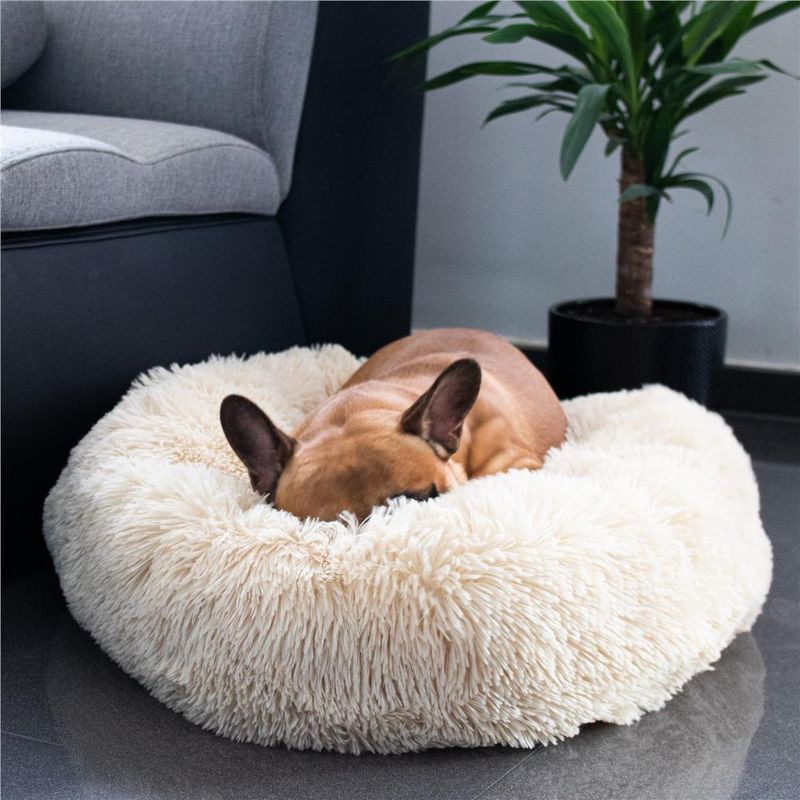 Petshop - Accesorii petshop - Culcusuri si custi - Culcusuri si saltele - Culcus pentru caini si pisici Cozy, 70 cm, marimea M, rotund, crem - Infinity.ro