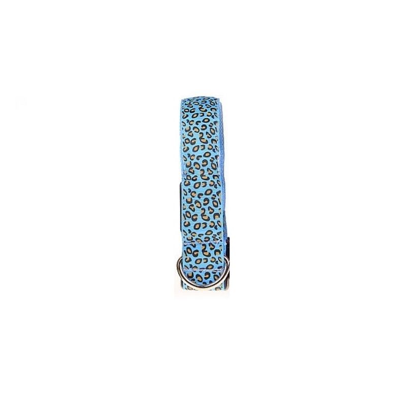 Petshop - Accesorii petshop - Zgarzi, lese si hamuri - Zgarzi - Zgarda LED pentru caini si pisici, model leopard, 36 cm, marimea S, albastru - Infinity.ro