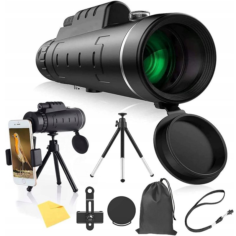 TV, Audio-Video si Foto - Optica, astronomie si metrologie - Optica si astronomie - Binocluri & lunete - Set monocular cu trepied si suport telefon, antireflex, optica din sticla, husa - Infinity.ro