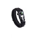 Sport si Outdoor - Accesorii si echipamente sportive - Sporturi extreme si supravietuire - Kituri supravietuire - Bratara de supravietuire multifunctionala, busola, fluier, cremene, cutit si franghie, negru - Infinity.ro
