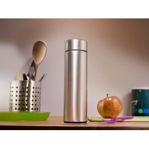 Termos smart 500 ml, afisaj temperatura LED, sita metal, argintiu
