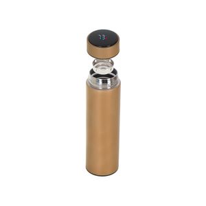 Termos smart 500 ml, afisaj temperatura LED, sita metal, auriu