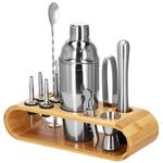 Casa si Gradina - Bucatarie si vesela - Accesorii bar - Shakere - Set bartending Springos, 12 piese, suport bambus, inox, 750 ml - Infinity.ro