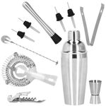 Casa si Gradina - Bucatarie si vesela - Accesorii bar - Shakere - Set bartending Springos, 12 piese, suport bambus, inox, 750 ml - Infinity.ro