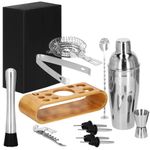Casa si Gradina - Bucatarie si vesela - Accesorii bar - Shakere - Set bartending Springos, 12 piese, suport bambus, inox, 750 ml - Infinity.ro