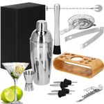 Casa si Gradina - Bucatarie si vesela - Accesorii bar - Shakere - Set bartending Springos, 12 piese, suport bambus, inox, 750 ml - Infinity.ro