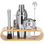 Casa si Gradina - Bucatarie si vesela - Accesorii bar - Shakere - Set bartending Springos, 12 piese, suport bambus, inox, 750 ml - Infinity.ro
