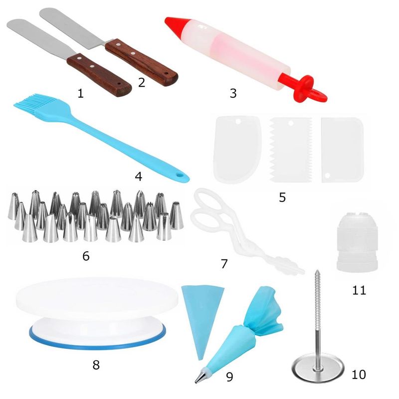 Casa si Gradina - Bucatarie si vesela - Ustensile bucatarie - Ustensile ornare prajituri - Set pentru decorat prajituri si torturi Springos, 37 elemente, multicolor - Infinity.ro