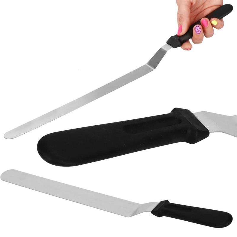 Casa si Gradina - Bucatarie si vesela - Ustensile bucatarie - Pensule, spatule si teluri bucatarie - Spatula cofetarie, 42 x 3 cm, argintiu / negru - Infinity.ro