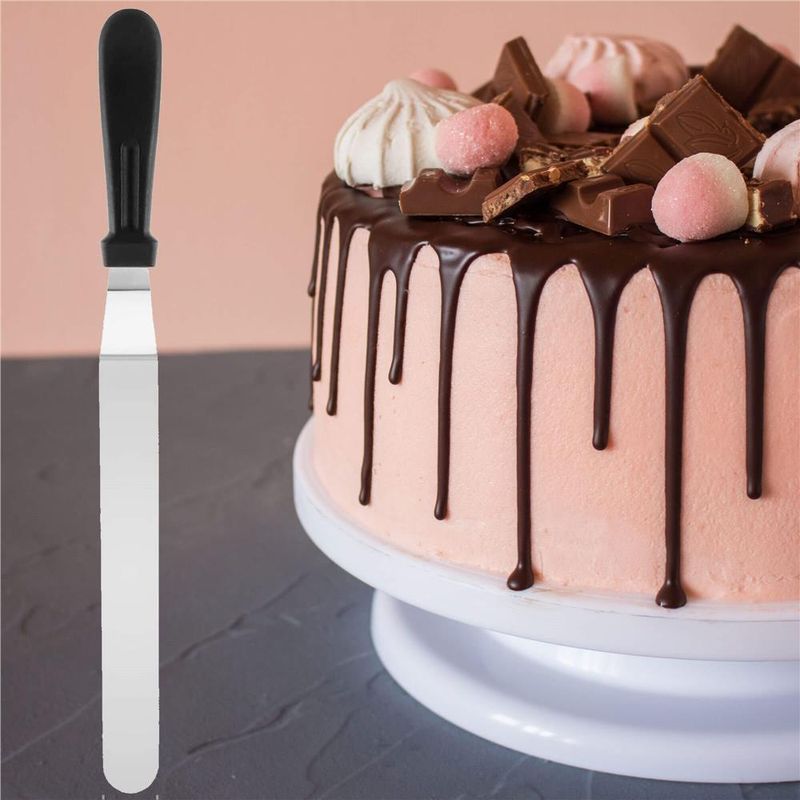 Casa si Gradina - Bucatarie si vesela - Ustensile bucatarie - Pensule, spatule si teluri bucatarie - Spatula cofetarie, 42 x 3 cm, argintiu / negru - Infinity.ro