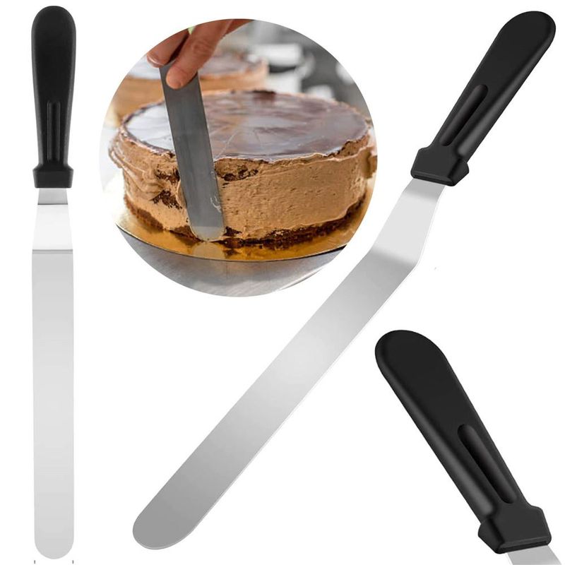 Casa si Gradina - Bucatarie si vesela - Ustensile bucatarie - Pensule, spatule si teluri bucatarie - Spatula cofetarie, 42 x 3 cm, argintiu / negru - Infinity.ro