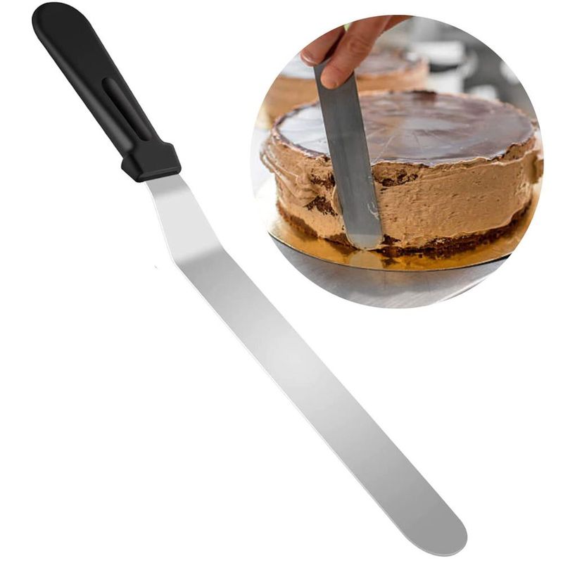 Casa si Gradina - Bucatarie si vesela - Ustensile bucatarie - Pensule, spatule si teluri bucatarie - Spatula cofetarie, 42 x 3 cm, argintiu / negru - Infinity.ro