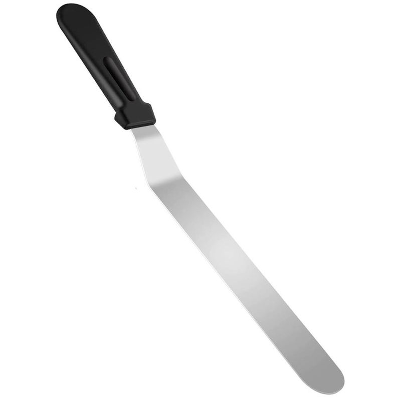 Casa si Gradina - Bucatarie si vesela - Ustensile bucatarie - Pensule, spatule si teluri bucatarie - Spatula cofetarie, 42 x 3 cm, argintiu / negru - Infinity.ro