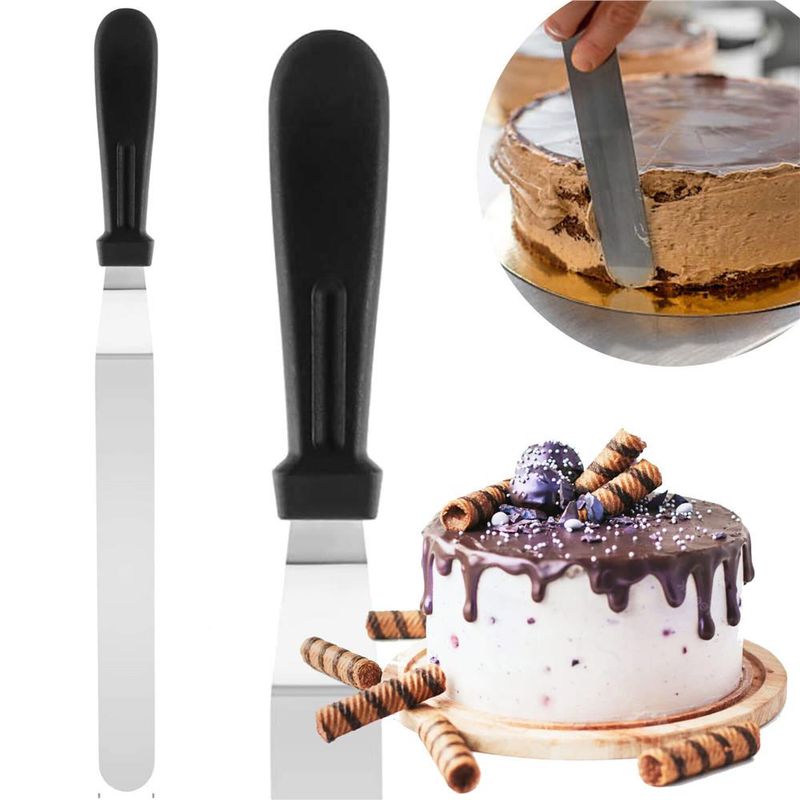 Casa si Gradina - Bucatarie si vesela - Ustensile bucatarie - Pensule, spatule si teluri bucatarie - Spatula cofetarie, 42 x 3 cm, argintiu / negru - Infinity.ro