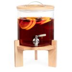 Casa si Gradina/Bucatarie si vesela/Accesorii bar/Carafe si decantoare - Dozator de bauturi din sticla Navaris cu robinet si stand, 5 l, Maro, 46785.04 - Infinity.ro